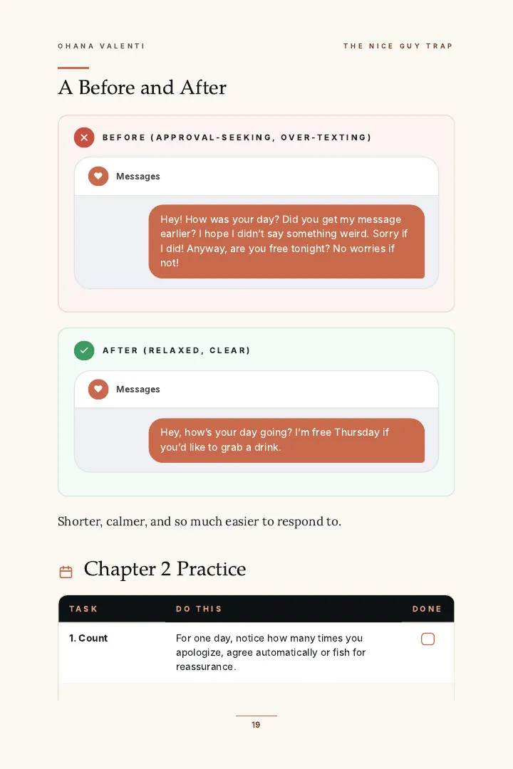 The Nice Guy Trap: Before & after messages